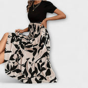 Luna - Çiçek Desenli Yaz Elbisesi ve Yuvarlak Yaka