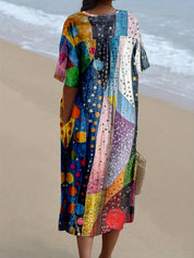 Jimena｜Renkli Desenli Elbise