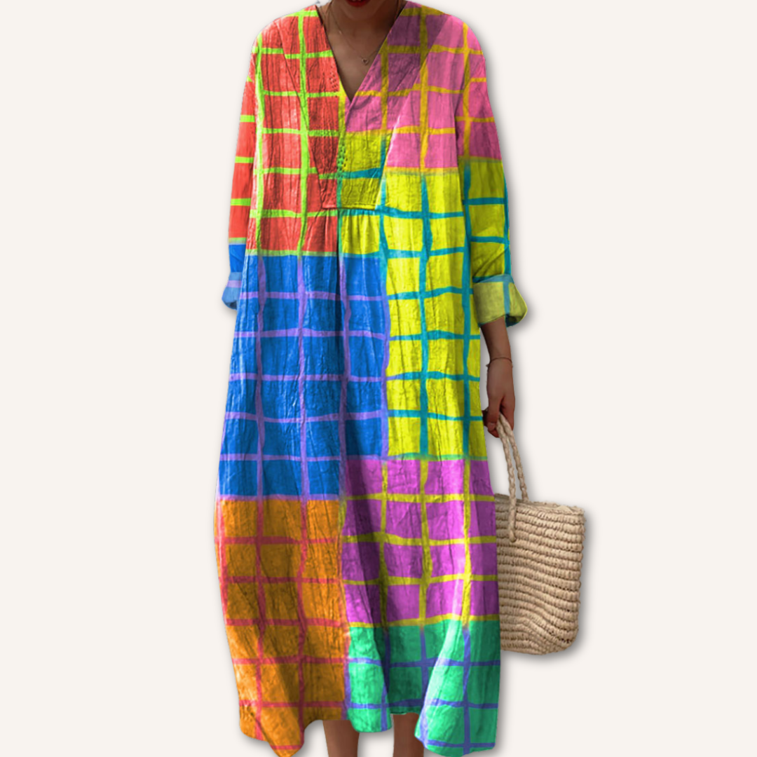 Fiorella | Renkli Desenli Elbise